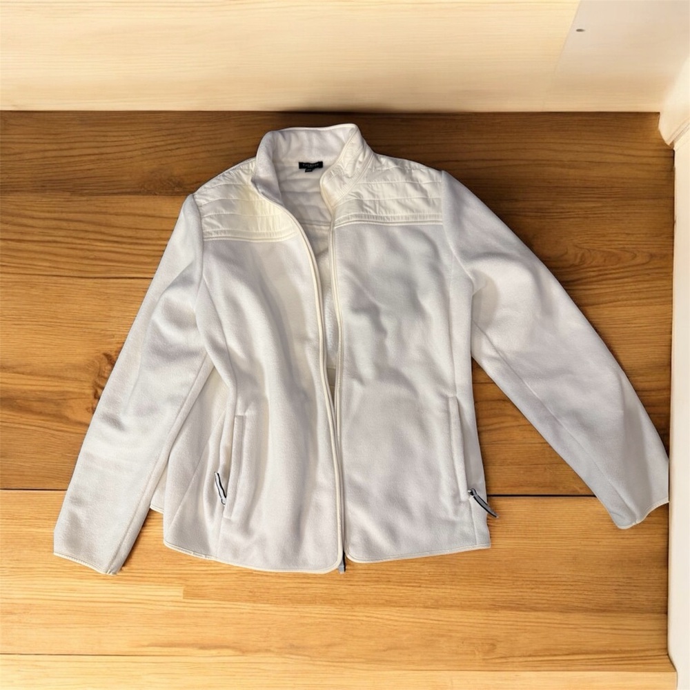 Talbots Fleece Jacket cream color. - Picture 2 of 4